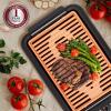 imageOVENTE Electric Indoor Grill with 13x10 Inch NonStick Cooking Surface 1000W Fast Heat Up Power Adjustable Temperature Removable and Dishwasher Safe Grilling Plate and Drip Tray Black GD1632NLBGD1510NLCO