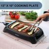 imageOVENTE Electric Indoor Grill with 13x10 Inch NonStick Cooking Surface 1000W Fast Heat Up Power Adjustable Temperature Removable and Dishwasher Safe Grilling Plate and Drip Tray Black GD1632NLBGD1632NLCO