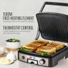 imageOVENTE Electric Sandwich Maker with NonStick Plates Indicator Lights Cool Touch Handle Easy to Clean and Store Perfect for Cooking Breakfast Grilled Cheese Tuna Melts and Snacks Black GPS401BGP1861BR