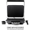 imageOVENTE Electric Sandwich Maker with NonStick Plates Indicator Lights Cool Touch Handle Easy to Clean and Store Perfect for Cooking Breakfast Grilled Cheese Tuna Melts and Snacks Black GPS401BGP1000BR