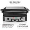 imageOVENTE Electric Sandwich Maker with NonStick Plates Indicator Lights Cool Touch Handle Easy to Clean and Store Perfect for Cooking Breakfast Grilled Cheese Tuna Melts and Snacks Black GPS401BGP1861BR