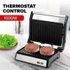 imageOVENTE Electric Sandwich Maker with NonStick Plates Indicator Lights Cool Touch Handle Easy to Clean and Store Perfect for Cooking Breakfast Grilled Cheese Tuna Melts and Snacks Black GPS401BGP0620BR