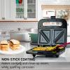 imageOVENTE Electric Sandwich Maker with NonStick Plates Indicator Lights Cool Touch Handle Easy to Clean and Store Perfect for Cooking Breakfast Grilled Cheese Tuna Melts and Snacks Black GPS401BGPS401B