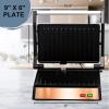 imageOVENTE Electric Sandwich Maker with NonStick Plates Indicator Lights Cool Touch Handle Easy to Clean and Store Perfect for Cooking Breakfast Grilled Cheese Tuna Melts and Snacks Black GPS401BGP0540CO