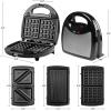 imageOVENTE Electric Sandwich Maker with NonStick Plates Indicator Lights Cool Touch Handle Easy to Clean and Store Perfect for Cooking Breakfast Grilled Cheese Tuna Melts and Snacks Black GPS401BGPI302B