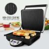 imageOVENTE Electric Sandwich Maker with NonStick Plates Indicator Lights Cool Touch Handle Easy to Clean and Store Perfect for Cooking Breakfast Grilled Cheese Tuna Melts and Snacks Black GPS401BGP1000BR
