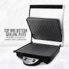imageOVENTE Electric Sandwich Maker with NonStick Plates Indicator Lights Cool Touch Handle Easy to Clean and Store Perfect for Cooking Breakfast Grilled Cheese Tuna Melts and Snacks Black GPS401BGP1000BR