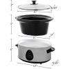 imageOVENTE Electric Slow Cooker with 3 Cooking Settings DishwasherSafe Stoneware Tempered Glass Lid and 37 Quart Oval Ceramic Pot Perfect for Entrees Soups Sauces Stews and Dips Silver SLO35ABRSilver