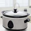 imageOVENTE Electric Slow Cooker with 3 Cooking Settings DishwasherSafe Stoneware Tempered Glass Lid and 37 Quart Oval Ceramic Pot Perfect for Entrees Soups Sauces Stews and Dips Silver SLO35ABRSilver