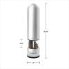 imageOVENTE Electric Stainless Steel Tall Sea Salt and Pepper Grinder Set with Ceramic Blade Battery Operated Adjustable Coarseness Salt ampamp Pepper Mill Automatic One Handed Touch Pack of 2 Silver SPD112S