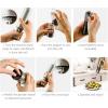 imageOVENTE Electric Stainless Steel Tall Sea Salt and Pepper Grinder Set with Ceramic Blade Battery Operated Adjustable Coarseness Salt ampamp Pepper Mill Automatic One Handed Touch Pack of 2 Silver SPD112S