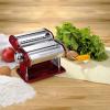 imageOVENTE Manual Stainless Steel Pasta Maker Machine and 7 Thickness Setting 05 to 3 mm Easy Cleaning ampamp Storage with Attachments of Hand Crank Roller Noodle Cutter ampamp Countertop Clamp Silver PA515SMetallic Red