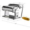 imageOVENTE Manual Stainless Steel Pasta Maker Machine and 7 Thickness Setting 05 to 3 mm Easy Cleaning ampamp Storage with Attachments of Hand Crank Roller Noodle Cutter ampamp Countertop Clamp Silver PA515SPolished Chrome
