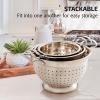 imageOVENTE Mixing Bowl Stainless Steel with Lids Nesting Bowls with Measuring Marks Safe Easy to Clean ampamp StoragePerfect for Cooking Baking ServingSilver BM46333S 15355 QuartsMixing BowlSet of 3Colander  Set of 3