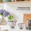 imageOVENTE Mixing Bowl Stainless Steel with Lids Nesting Bowls with Measuring Marks Safe Easy to Clean ampamp StoragePerfect for Cooking Baking ServingSilver BM46333S 15355 QuartsMixing BowlSet of 3Colander  Set of 3
