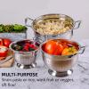 imageOVENTE Mixing Bowl Stainless Steel with Lids Nesting Bowls with Measuring Marks Safe Easy to Clean ampamp StoragePerfect for Cooking Baking ServingSilver BM46333S 15355 QuartsMixing BowlSet of 3Colander  Set of 3