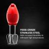 imageOVENTE Portable 5 Speed Mixing Electric Hand Mixer with Stainless Steel Whisk Beater Attachments ampamp Snap Storage Case Compact Lightweight 150 Watt Powerful Blender for Baking ampamp Cooking White HM151WRed