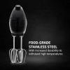 imageOVENTE Portable 5 Speed Mixing Electric Hand Mixer with Stainless Steel Whisk Beater Attachments ampamp Snap Storage Case Compact Lightweight 150 Watt Powerful Blender for Baking ampamp Cooking White HM151WBlack