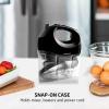 imageOVENTE Portable 5 Speed Mixing Electric Hand Mixer with Stainless Steel Whisk Beater Attachments ampamp Snap Storage Case Compact Lightweight 150 Watt Powerful Blender for Baking ampamp Cooking White HM151WBlack