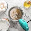 imageOVENTE Portable 5 Speed Mixing Electric Hand Mixer with Stainless Steel Whisk Beater Attachments ampamp Snap Storage Case Compact Lightweight 150 Watt Powerful Blender for Baking ampamp Cooking White HM151WTurquoise