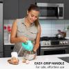 imageOVENTE Portable 5 Speed Mixing Electric Hand Mixer with Stainless Steel Whisk Beater Attachments ampamp Snap Storage Case Compact Lightweight 150 Watt Powerful Blender for Baking ampamp Cooking White HM151WTurquoise