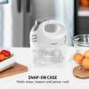 imageOVENTE Portable 5 Speed Mixing Electric Hand Mixer with Stainless Steel Whisk Beater Attachments ampamp Snap Storage Case Compact Lightweight 150 Watt Powerful Blender for Baking ampamp Cooking White HM151WWhite
