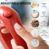 imageOVENTE Portable 5 Speed Mixing Electric Hand Mixer with Stainless Steel Whisk Beater Attachments ampamp Snap Storage Case Compact Lightweight 150 Watt Powerful Blender for Baking ampamp Cooking White HM151WRed