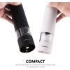 imageOVENTE Set of 2 Electric Salt ampamp Pepper Mill Grinder Battery Powered Stainless Steel Blades Automatic One Handed Operation with light and Adjustable Coarseness Black and White SPD102BW