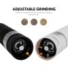 imageOVENTE Set of 2 Electric Salt ampamp Pepper Mill Grinder Battery Powered Stainless Steel Blades Automatic One Handed Operation with light and Adjustable Coarseness Black and White SPD102BW