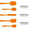 imageOVENTE Set of 5 Silicone Spatula  Food Grade Rubber Spatulas Heat Resistant w Stainless Steel Core ampamp Seamless Design Non Stick Rubber Spatula for Mixing Baking ampamp Cooking Red SP12305ROrange