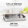 imageOVENTE Stainless Steel Roasting Pan 13 x 94 Oven Roaster Tray with Flat Rack Small Nonstick Chicken Roaster and Bakeware Dish for Cooking Lasagna Roasted Beef Veggies and More Silver CWR23131S13 x 94