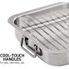 imageOVENTE Stainless Steel Roasting Pan 13 x 94 Oven Roaster Tray with Flat Rack Small Nonstick Chicken Roaster and Bakeware Dish for Cooking Lasagna Roasted Beef Veggies and More Silver CWR23131S13 x 94
