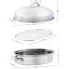 imageOVENTE Stainless Steel Roasting Pan 13 x 94 Oven Roaster Tray with Flat Rack Small Nonstick Chicken Roaster and Bakeware Dish for Cooking Lasagna Roasted Beef Veggies and More Silver CWR23131S1562 x 1175