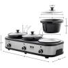 imageOVENTE Stainless Steel Triple Slow Cooker Buffet Server with Glass Lid ampamp Temperature Control 3 Section Station Portable 45 QT Ceramic Pot Food Warmer Easy Clean for Holiday Dinner Silver SLO315CBR