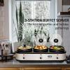 imageOVENTE Stainless Steel Triple Slow Cooker Buffet Server with Glass Lid ampamp Temperature Control 3 Section Station Portable 45 QT Ceramic Pot Food Warmer Easy Clean for Holiday Dinner Silver SLO315CBR