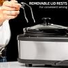imageOVENTE Stainless Steel Triple Slow Cooker Buffet Server with Glass Lid ampamp Temperature Control 3 Section Station Portable 45 QT Ceramic Pot Food Warmer Easy Clean for Holiday Dinner Silver SLO315CBR
