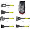 imageOvente 2 In 1 Kitchen Utensil Set with Stand Holder ampamp Grater 6 Piece Cooking Spatula Tools with Heat Resistant Nonstick Coated Nylon Easy Clean Dishwasher Safe for Cooking ampamp Baking Green KT1901001G