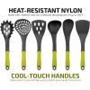imageOvente 2 In 1 Kitchen Utensil Set with Stand Holder ampamp Grater 6 Piece Cooking Spatula Tools with Heat Resistant Nonstick Coated Nylon Easy Clean Dishwasher Safe for Cooking ampamp Baking Green KT1901001G