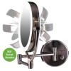 imageOvente 95quot Lighted Wall Mount Makeup Mirror 1X ampamp 7X Magnifier Spinning Double Sided Round LED Dimmer Switch Extend Retractable ampamp Folding Arm Battery USB Powered Antique Brass MLW45AB1X7X