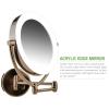 imageOvente 95quot Lighted Wall Mount Makeup Mirror 1X ampamp 7X Magnifier Spinning Double Sided Round LED Dimmer Switch Extend Retractable ampamp Folding Arm Battery USB Powered Antique Brass MLW45AB1X7X