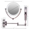 imageOvente 95quot Lighted Wall Mount Makeup Mirror 1X ampamp 7X Magnifier Spinning Double Sided Round LED Dimmer Switch Extend Retractable ampamp Folding Arm Battery USB Powered Antique Brass MLW45AB1X7X