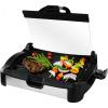 imageOVENTE 2in1 Electric Grill and Griddle with Removable Tempered Glass Cover 1700W Fast Heating Ceramic NonStick Plate Perfect for Indoor BBQ Cooking Breakfast Pancake Bacon and Egg Black GR2001B