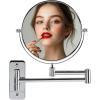 imageOVENTE 7quot Wall Mounted Makeup Mirror with 1X10X Magnification Double Sided Magnifying Round Bathroom Vanity Mirror 360 Swivel Design Extendable and Folding Arm Antique Bronze MNLFW70ABZ1X10XPolished Chrome