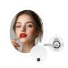 imageOVENTE 9 Lighted Wall Mount Makeup Mirror with Mini Magnetic 10X Magnifying Mirror Rechargeable Vanity Mirror Touch Screen Dimmable LED Lights Flexible Gooseneck ampamp Suction Mounting White MOW22W