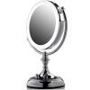 imageOVENTE 9quot Lighted Tabletop Makeup Mirror with 1X5X Magnification DoubleSided Magnifying Vanity Mirror with Dimmable LED Lights 360 Swivel Design and Dual Power Supply Polished Chrome MGT95CH1X5XPolished Chrome
