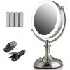 imageOVENTE 9quot Lighted Tabletop Makeup Mirror with 1X5X Magnification DoubleSided Magnifying Vanity Mirror with Dimmable LED Lights 360 Swivel Design and Dual Power Supply Polished Chrome MGT95CH1X5XNickel Brushed