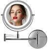 imageOVENTE 9quot Lighted Wall Mount Makeup Mirror with 1X7X Magnification Cordless Double Sided Magnifying Round Vanity Mirror 360 Swivel Design Extendable and Folding Arm Antique Bronze MFW85ABZ1X7XPolished Chrome