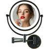 imageOVENTE 9quot Lighted Wall Mount Makeup Mirror with 1X7X Magnification Double Sided Magnifying Vanity Mirror LED Glow Light 360 Swivel Design Extendable ampamp Folding Arm Polished Chrome MPWD3185CH1X7XOil Rubbed Bronze