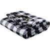 imageOVENTE Electric Heated Throw Blanket 57 x 39 Soft Polyester Fleece Heating Blanket with Car AC Outlet Temperature Control Overheat Protection and Machine Washable Black ampamp White BL4602BW