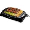 imageOVENTE Electric Indoor Grill with 13x10 Inch NonStick Cooking Surface 1000W Fast Heat Up Power Adjustable Temperature Removable and Dishwasher Safe Grilling Plate and Drip Tray Black GD1632NLBGD1632NLB